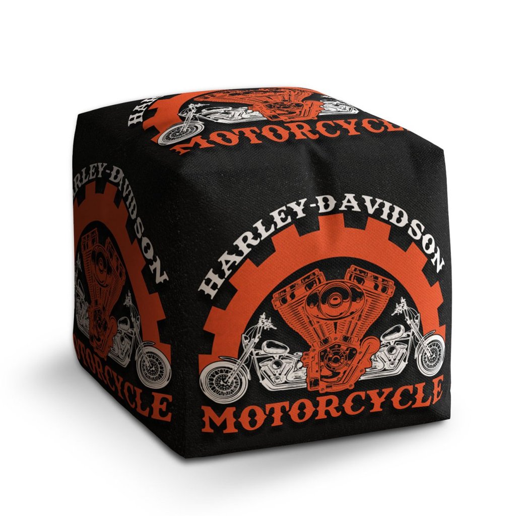 Czech Print s.r.o. Taburet Cube Harley-Davidson motor, černá / červená