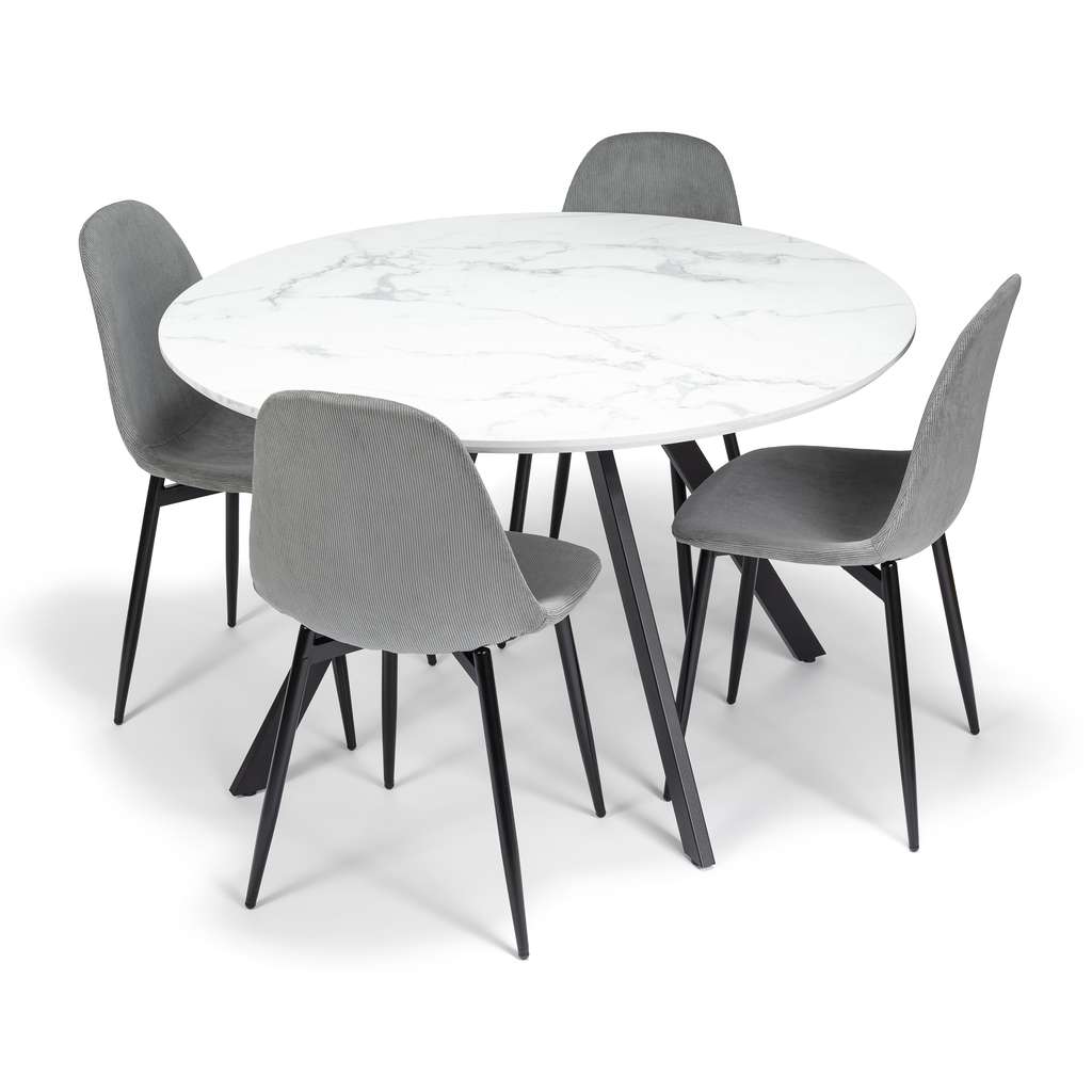Rauman Jídelní set Masainas 4+1, bílá / šedá