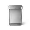 Obdélníkový pedálový koš 55 l, matná ocel, přihrádka na sáčky, nerez
