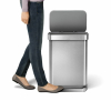 Obdélníkový pedálový koš 55 l, matná ocel, přihrádka na sáčky, nerez