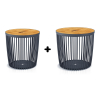 Set 2 univerzálních košů s bambusovým víkem, 25 + 35 l, přírodní dřevo / antracit