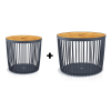 Set 2 univerzálních košů s bambusovým víkem, 50 + 100 l, přírodní dřevo / antracit