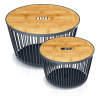 Set 2 univerzálních oválných košů s bambusovým víkem, 30 + 55 l, přírodní dřevo / antracit