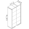 Vysoká skříň Lineart 111,2 x 50 x 187,6 cm, jilm tmavý / bílá