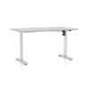 Výškově nastavitelný stůl OfficeTech A, 140 x 80 cm, bílá podnož, světle šedá
