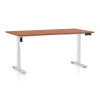 Výškově nastavitelný stůl OfficeTech B, 160 x 80 cm, bílá podnož, třešeň