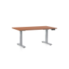 Výškově nastavitelný stůl OfficeTech D, 140 x 80 cm, šedá podnož, třešeň