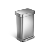 Obdélníkový pedálový koš 45 l, matná ocel, přihrádka na sáčky, nerez