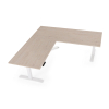 Výškově nastavitelný stůl OfficeTech Angle, 180 x 200 cm, bílá podnož, dub