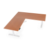 Výškově nastavitelný stůl OfficeTech Angle, 180 x 200 cm, bílá podnož, třešeň