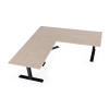 Výškově nastavitelný stůl OfficeTech Angle, 180 x 200 cm, černá podnož, dub