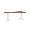 Výškově nastavitelný stůl OfficeTech D, 160 x 80 cm, bílá podnož, ořech