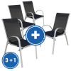 Zahradní židle Romero 3 + 1 ZDARMA, černá / šedá