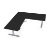 Výškově nastavitelný stůl OfficeTech Angle, 180 x 200 cm, šedá podnož, černá