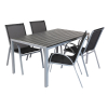 Zahradní sestava Lucio, obdélník - 4 místa, černá / šedá