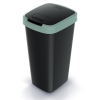 Odpadkový koš s barevným víkem, 25 l, zelená / černá