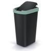 Odpadkový koš s barevným víkem, 45 l, zelená / černá