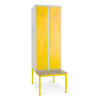 Kovová šatní skříňka s lavičkou, 60 x 85 x 185 cm, cylindrický zámek, žlutá - ral 1023