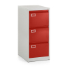 Kovová kartotéka A4 - 3 zásuvky, 45,5 x 62 x 101,5 cm, cylindrický zámek, červená - ral 3000