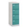 Kovová kartotéka A4 - 4 zásuvky, 45,5 x 62 x 132 cm, cylindrický zámek, zelená - ral 6033