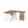 Rohové pracovní místo Manager 140 x 160 cm, pravé, ořech warmia / bílá