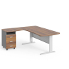 Rohové pracovní místo Manager 180 x 160 cm, levé, ořech warmia / šedá