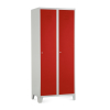 Kovová šatní skříňka, 80 x 50 x 190 cm, pevné nohy, cylindrický zámek, červená - ral 3000