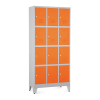 Kovová šatní skříňka - 12 boxů, 90 x 40 x 196,5 cm, nastavitelné nožky, cylindrický zámek, oranžová - ral 2004