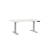 Výškově nastavitelný stůl OfficeTech D, 140 x 80 cm, šedá podnož, bílý jasan