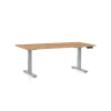 Výškově nastavitelný stůl OfficeTech D, 160 x 80 cm, šedá podnož, dub kraft