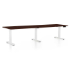 Výškově nastavitelný stůl OfficeTech Long, 260 x 80 cm, bílá podnož, wenge