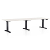 Výškově nastavitelný stůl OfficeTech Long, 260 x 80 cm, černá podnož, bílý jasan