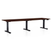 Výškově nastavitelný stůl OfficeTech Long, 260 x 80 cm, černá podnož, wenge
