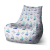 Sedací vak Bean modré lodičky - dětský, bílá / modrá