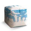 Taburet Cube Cartoon 1, modrá / bílá