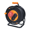 Prodlužovací kabel na bubnu 2x 230V + 400V pro venkovní využití - 25m, černá