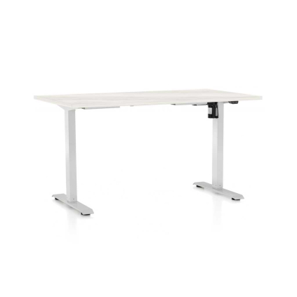 Výškovo nastaviteľný stôl OfficeTech A, 120 x 80 cm, biela podnož, biely jaseň
