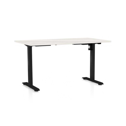Výškovo nastaviteľný stôl OfficeTech A, 120 x 80 cm, čierna podnož, biely jaseň