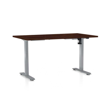 Výškovo nastaviteľný stôl OfficeTech A, 120 x 80 cm, sivá podnož, wenge