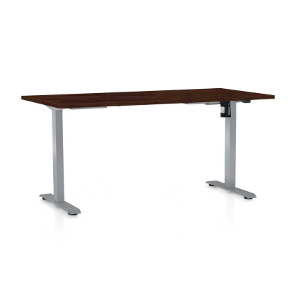 Výškovo nastaviteľný stôl OfficeTech A, 160 x 80 cm, sivá podnož, wenge