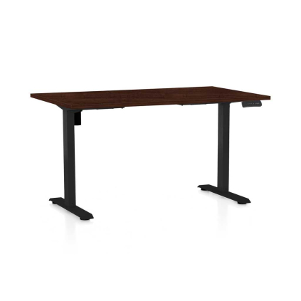 Výškovo nastaviteľný stôl OfficeTech B, 140 x 80 cm, čierna podnož, wenge