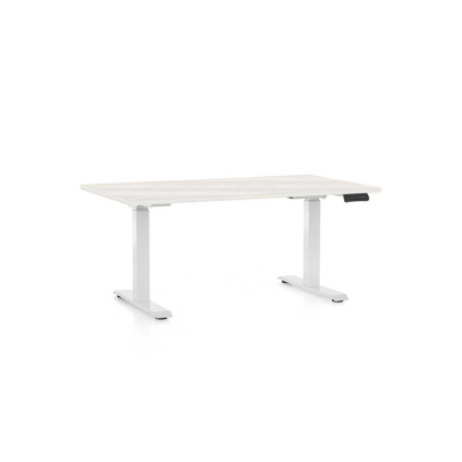 Výškovo nastaviteľný stôl OfficeTech C, 120 x 80 cm, biela podnož, biely jaseň