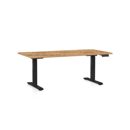 Výškovo nastaviteľný stôl OfficeTech C, 160 x 80 cm, čierna podnož, dub zlatý