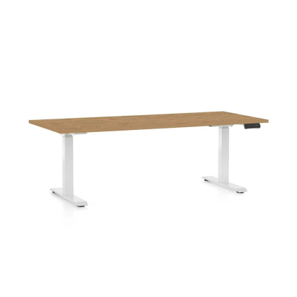 Výškovo nastaviteľný stôl OfficeTech C, 180 x 80 cm, biela podnož, dub kamenný