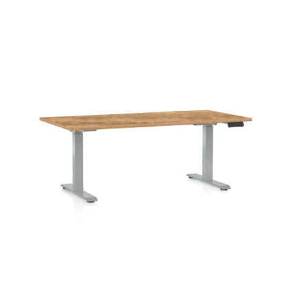 Výškovo nastaviteľný stôl OfficeTech D, 160 x 80 cm, sivá podnož, dub zlatý