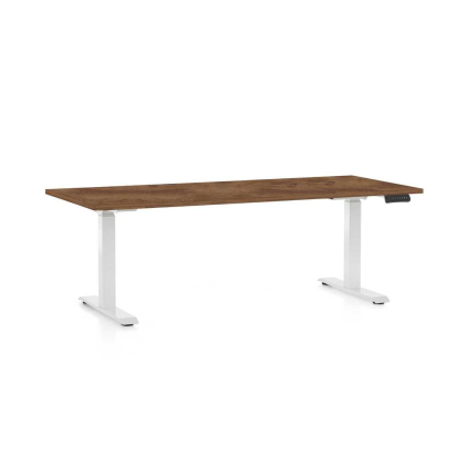 Výškovo nastaviteľný stôl OfficeTech D, 180 x 80 cm, biela podnož, dub silverjack