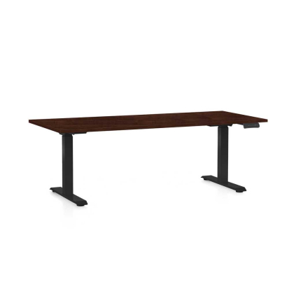 Výškovo nastaviteľný stôl OfficeTech D, 180 x 80 cm, čierna podnož, wenge