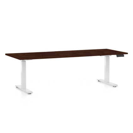 Výškovo nastaviteľný stôl OfficeTech D, 200 x 80 cm, biela podnož, wenge
