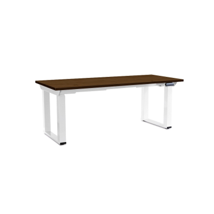Výškovo nastaviteľný stôl OfficeTech Strong 180 x 80 cm, biela podnož, orech