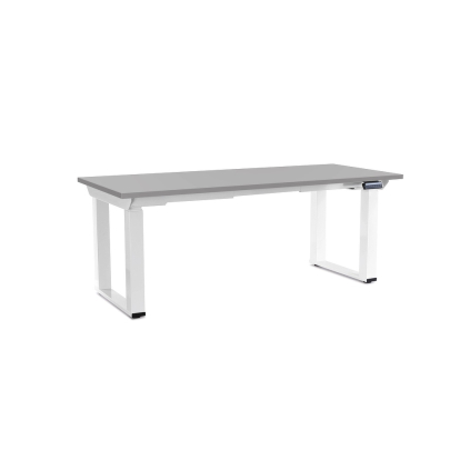 Výškovo nastaviteľný stôl OfficeTech Strong 180 x 80 cm, biela podnož, svetlo sivá